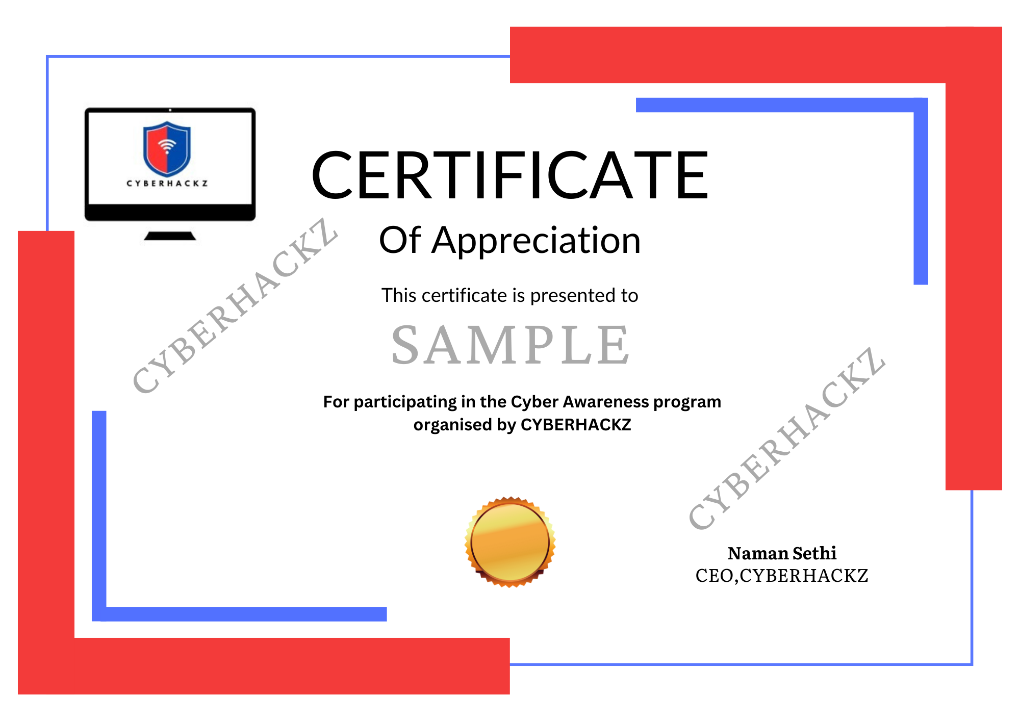 cyberhackz free certificate for cyber awareness